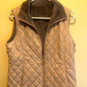 Quilted reversible tan vest